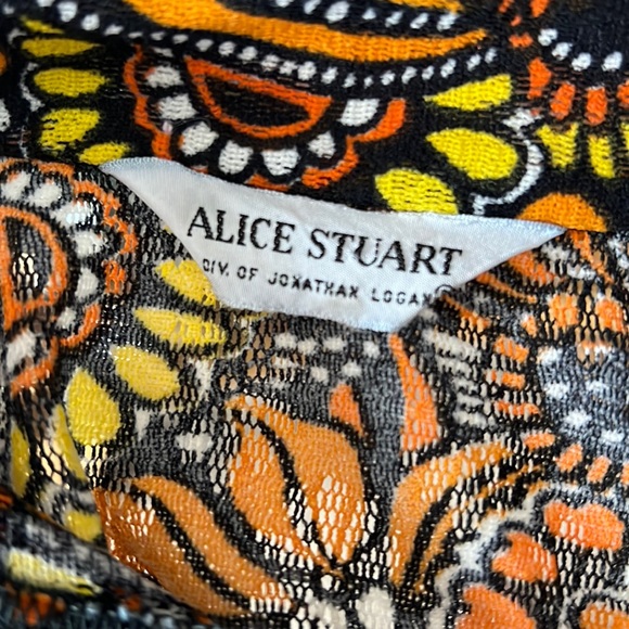 Vintage Alice Stuart Mesh 70s Floral Print Blouse - Picture 6 of 9